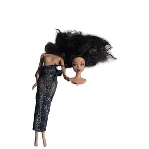 Mattel‎ My Scene Madison Barbie Doll Black Hair Star Print Dress Parts Repair